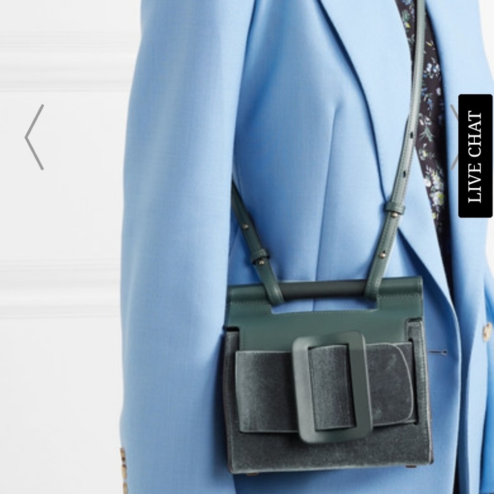 boyy Romeo buckled velvet and leather clutch bag